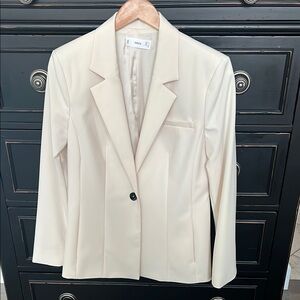 Mango Cream Blazer Elegant Suit Jacket